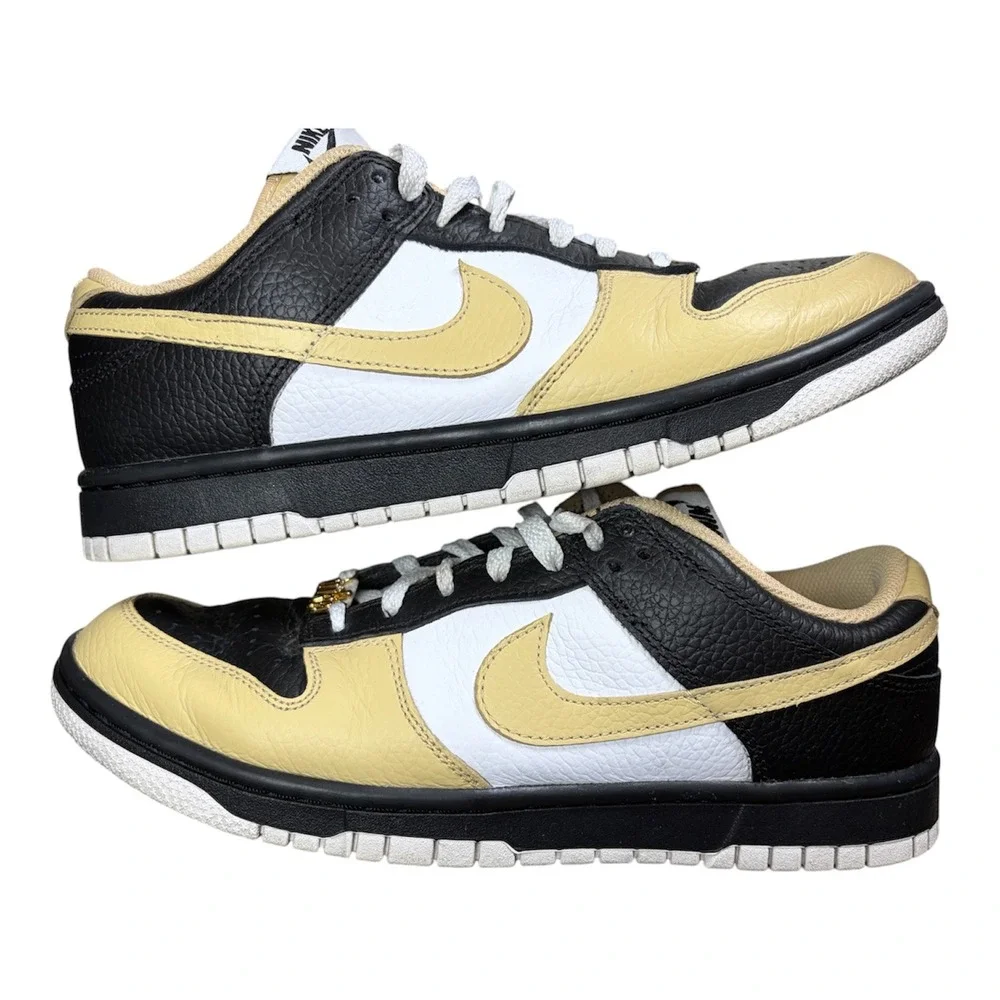 Nike Dunk Low Buff Gold Black White Tumbled Leather Sneakers DV7210-700‎